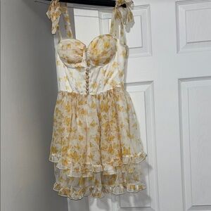 Butterfly Print Dress with Bow Straps